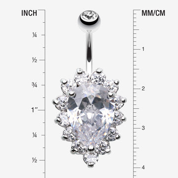 Detail View 1 of Sparkle Dazzle Droplet Multi Gem Belly Button Ring-Clear Gem